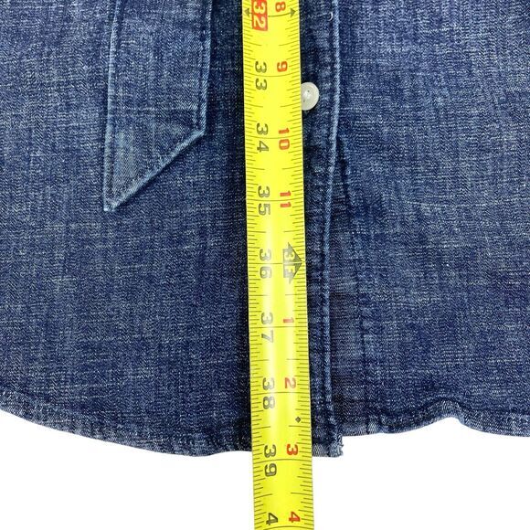 Lands End Denim Dress Womens XS Blue Belted Pockets Comfy Western Core Stretchy - Picture 14 of 16